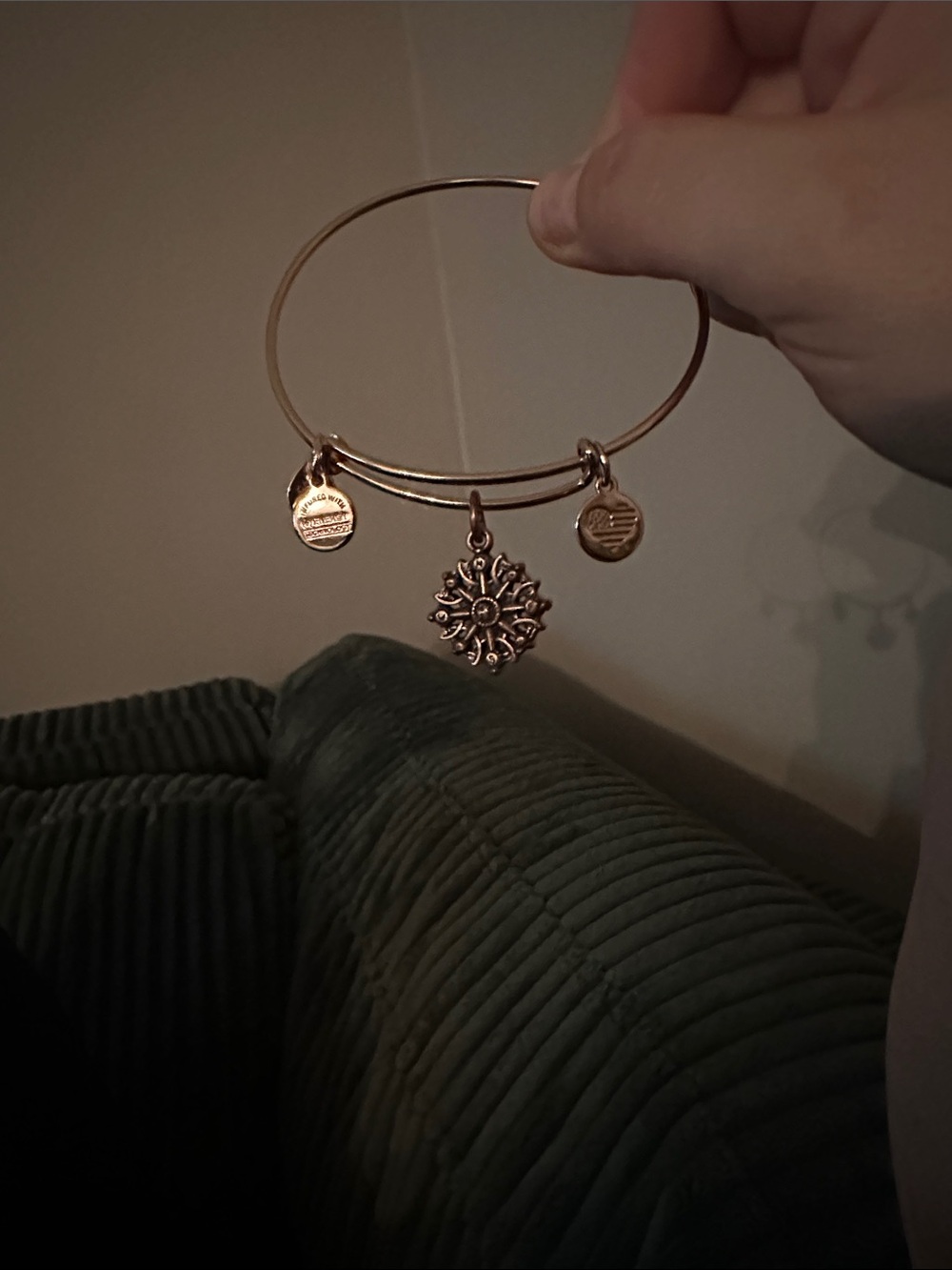 Alex and Ani compass bangle in rose gold